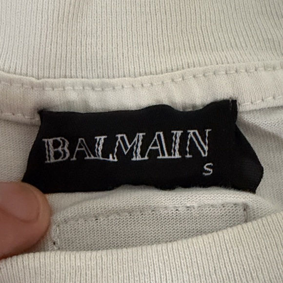 Balmain White Tee with Bold Black Lettering - Picture 2 of 5